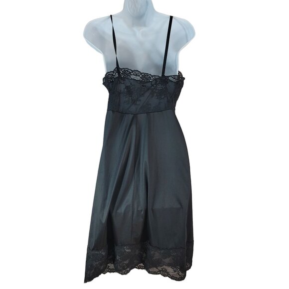 Vanity Fair Nylon Slip Black Size 34 Nightie Chemise Lace Adj Tricot USA VTG - Picture 6 of 9